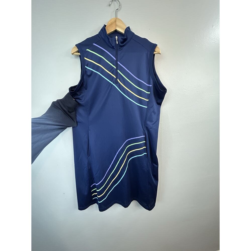 Bermuda Sands Athleisure Golf Pickleball Dress Sz L Sleeveless 1/4 Zip Tank